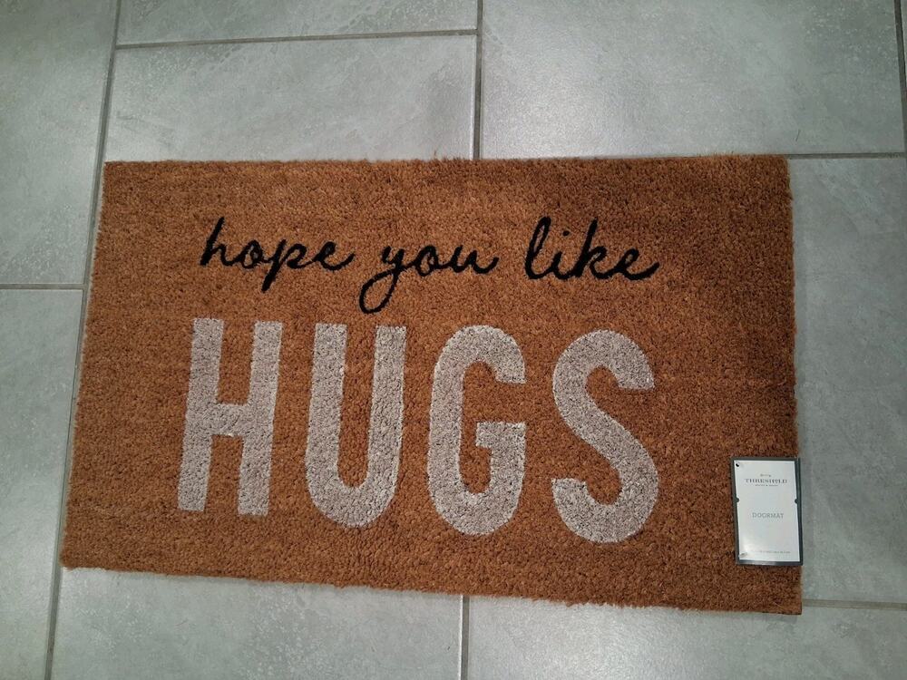 Threshold Target Hope You Like Hugs Coir Doormat 18x30 Natural Welcome Mat NWT